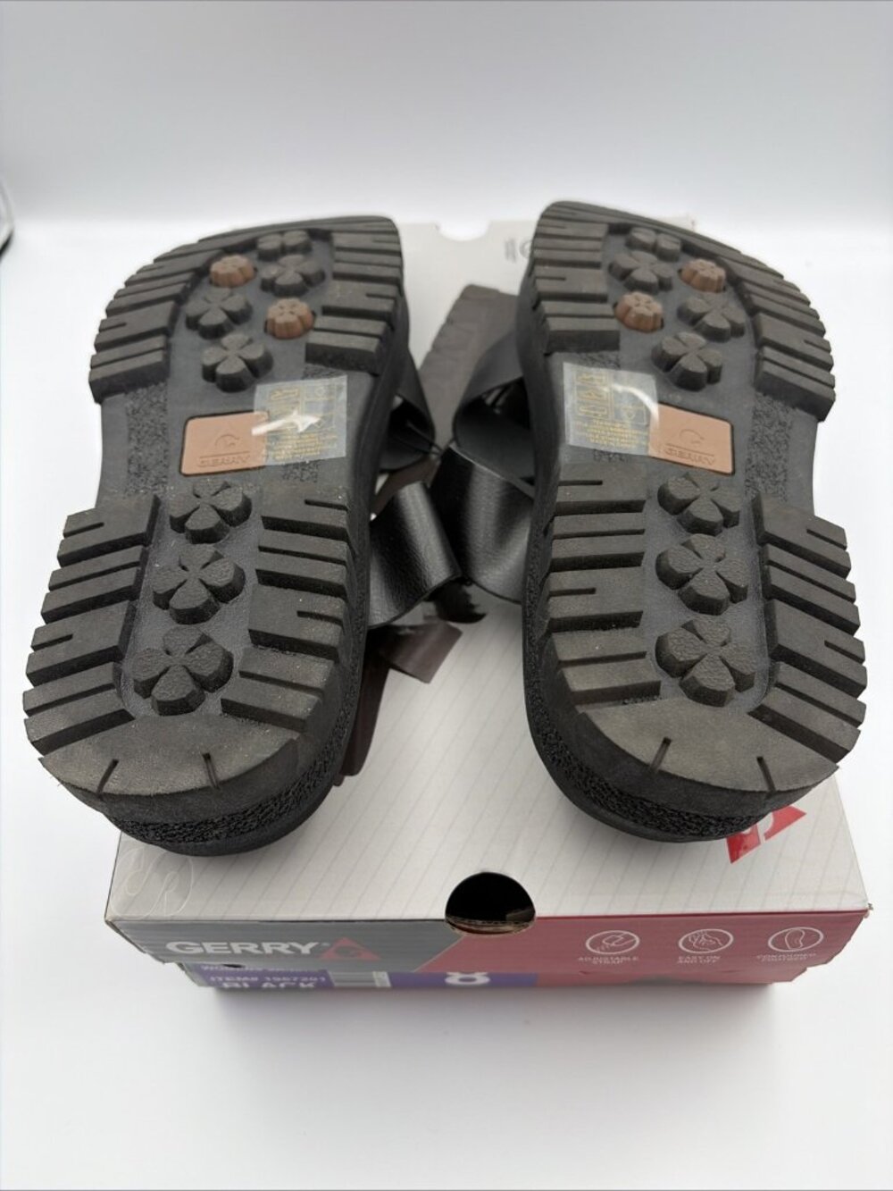 Gerry Choclo Sandals Women Size 8 Black Platform Lug Sole Triple Strap 1967201 - Picture 6 of 6